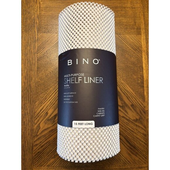 BINO Shelf Liner 15' White Waffle Cut-to-Size Washable Non-Adhesive - Picture 1 of 1